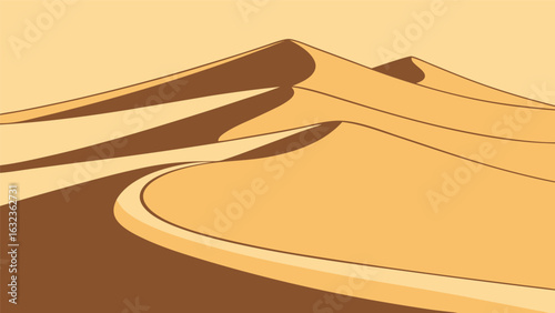 A solitary camel travels a winding desert road toward