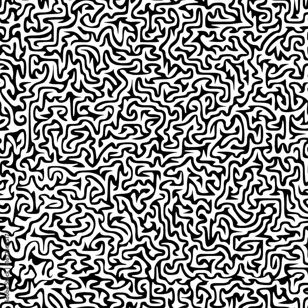 Fototapeta premium The black and white abstract doodle drawing is hand-drawn.Seamless pattern. 