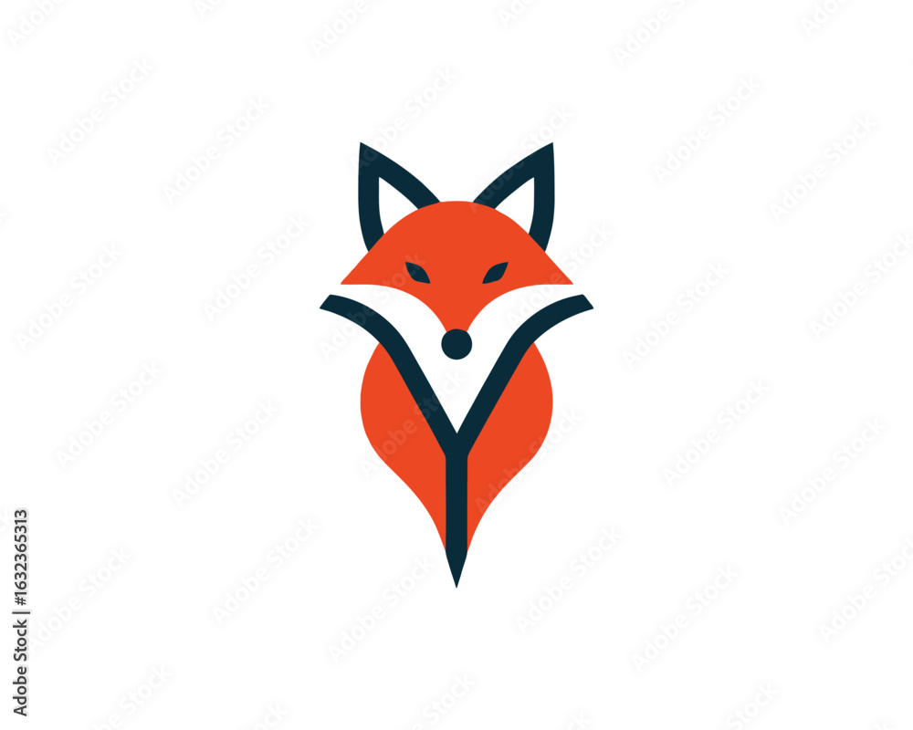 Obraz premium Minimalist Fox Logo Symbol with Bold Geometric Design