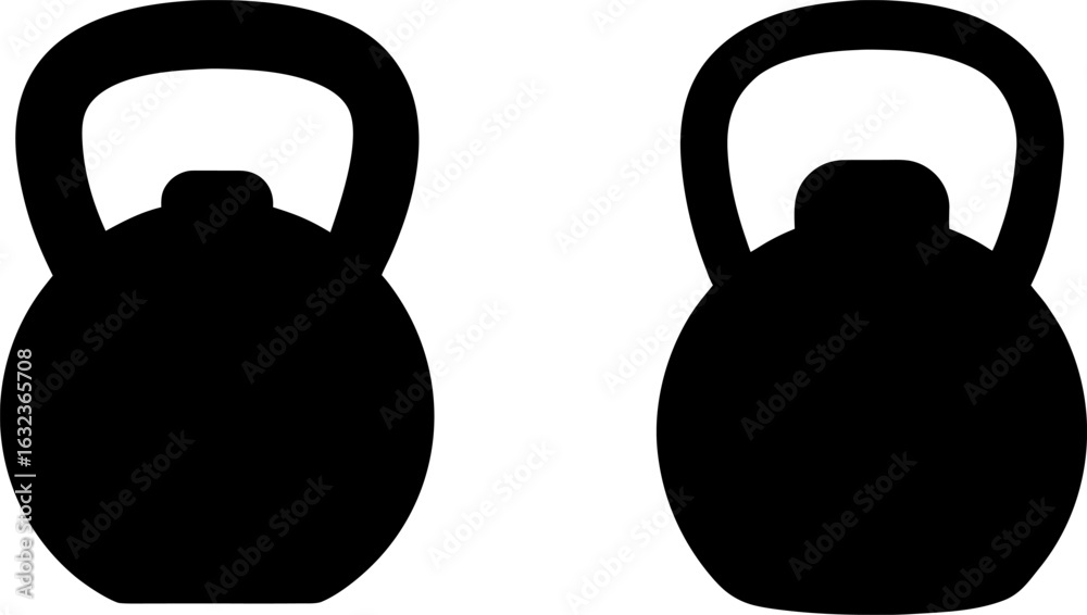 Fototapeta premium Kettlebell black silhouette set, Set of kettlebells, kettlebell collections, Vector of kettlebell, kettlebell silhouette, kettlebell isolated on white background