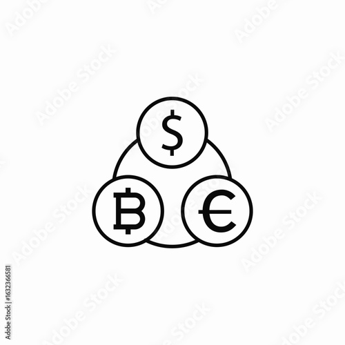 bitcoin dollar euro transactions icon sign vector