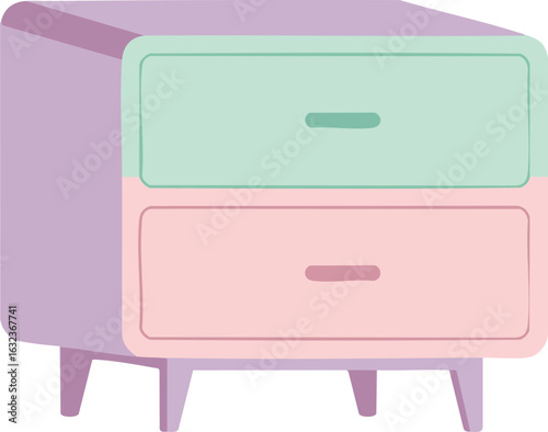 Flat Vector Design of Bedside Table Nightstand Home Furniture