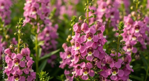 Wallpaper Mural Angelonia blossoms in a vibrant field of pink, bathed in natural light Torontodigital.ca
