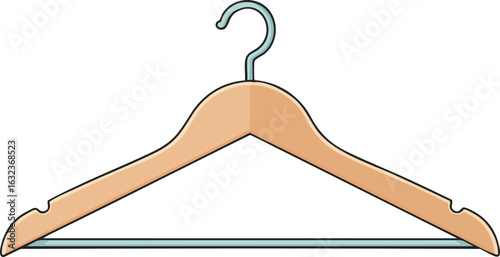 Wooden Coat Hanger Flat Vector Design Isolated