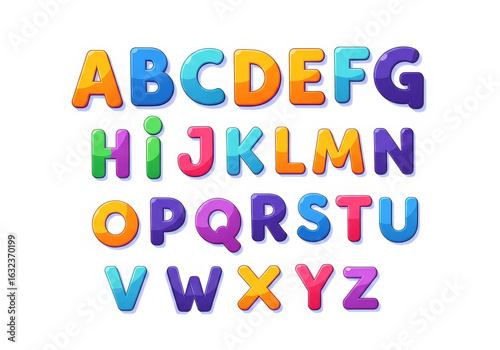 Colorful Alphabet Letters for Kids - Vibrant, playful alphabet. Perfect for educational materials, children's books, and playful designs. Symbolizes learning, fun, childhood, creativity, and growth