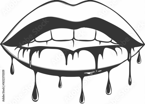 Dripping lips vector set collection graphic clipart design Creative vector cartoon illustration
