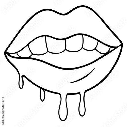 Female lips dripping isolated on white background