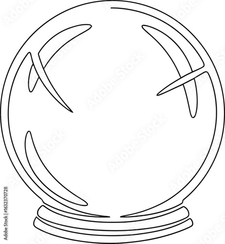 Illustration of a crystal ball used for fortune telling and future predictions in a mystical setting