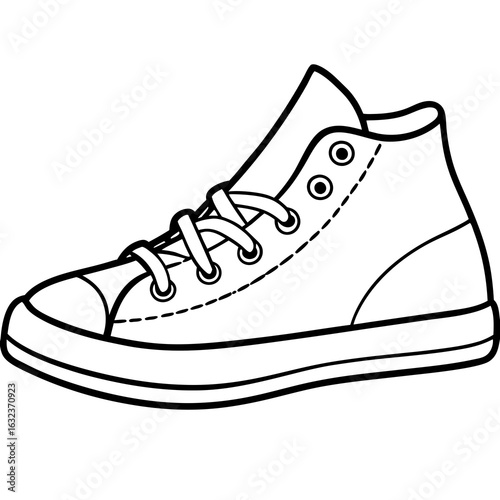 Silhouette basketball sneakers illustration. Sport shoe, shoes detailed line art vector line art