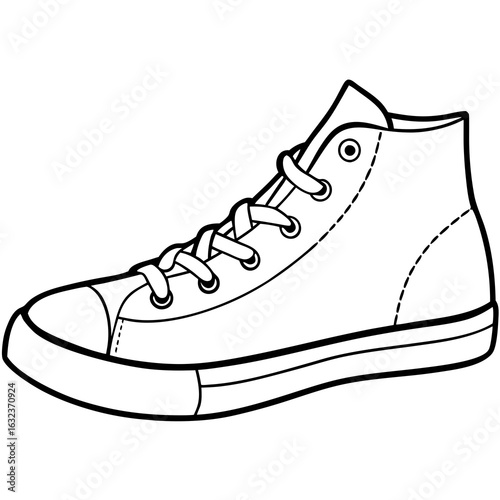 Silhouette basketball sneakers illustration. Sport shoe, shoes detailed line art vector line art
