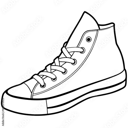 Silhouette basketball sneakers illustration. Sport shoe, shoes detailed line art vector line art