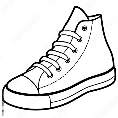 Silhouette basketball sneakers illustration. Sport shoe, shoes detailed line art vector line art