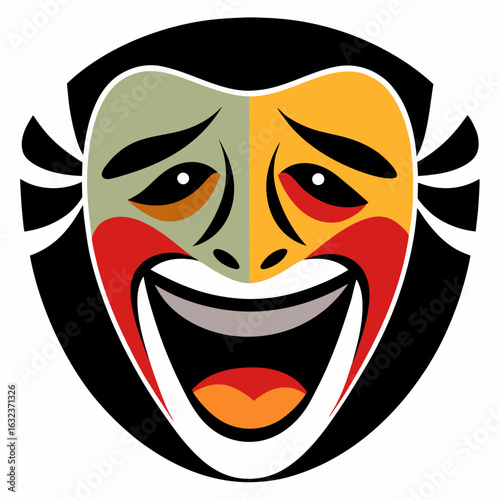 Tragedy and Comedy Masks emoji vector
 editable style mascot logo design