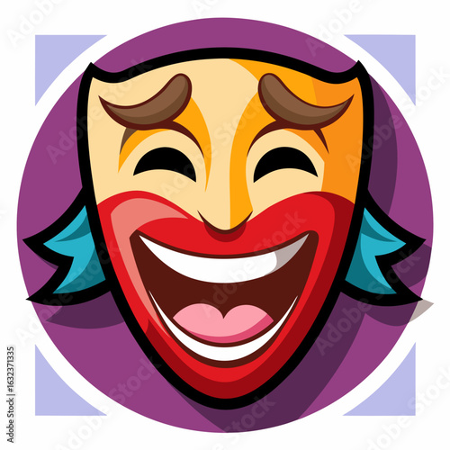 Tragedy and Comedy Masks emoji vector
 editable style mascot logo design