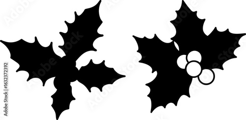 Holly berry black silhouettes set, Set of holly berry, holly berry collections, Vector of holly berry, holly berry silhouette, holly berry isolated on white background