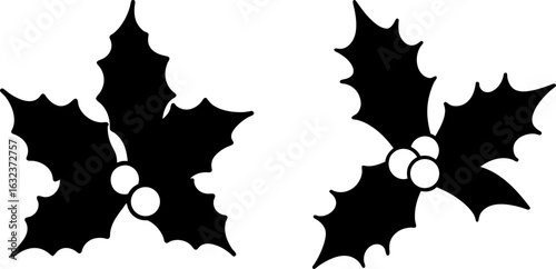Holly berry black silhouettes set, Set of holly berry, holly berry collections, Vector of holly berry, holly berry silhouette, holly berry isolated on white background