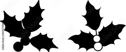 Holly berry black silhouettes set, Set of holly berry, holly berry collections, Vector of holly berry, holly berry silhouette, holly berry isolated on white background