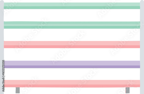 Flat Vector Colorful Shoe Rack Minimalist Storage Shelf Illustration