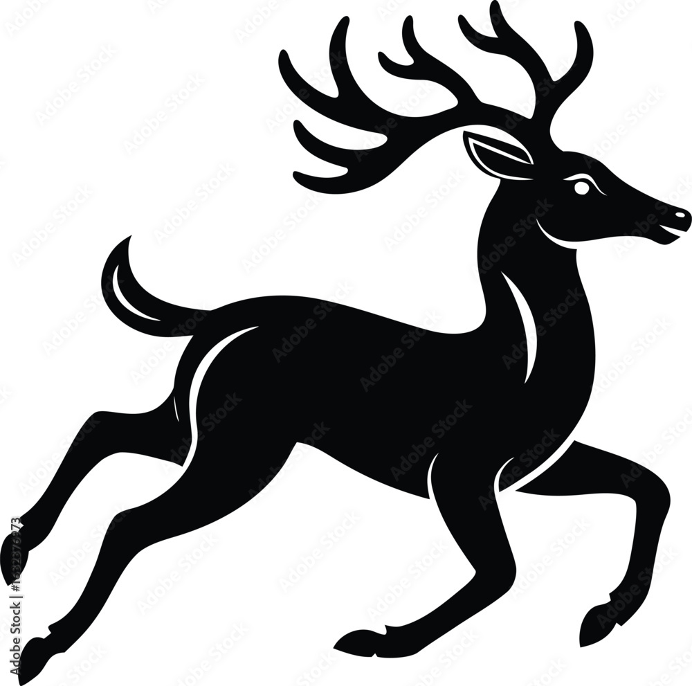Fototapeta premium Running deer silhouette isolated on transparent background