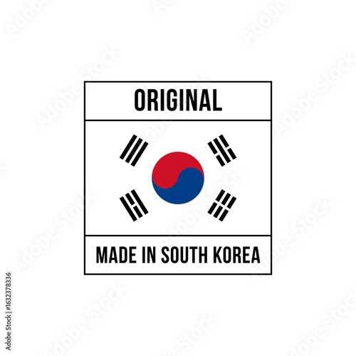 South Korea Manufacturing Label with Flag Icon