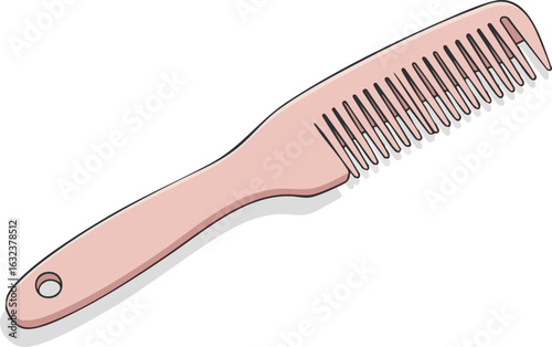 Pink Hair Comb Flat Vector Illustration