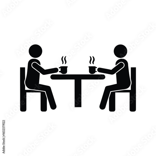 Silhouette vector illustration of a workplace coffee break, symbolizing casual meetings, networking, or office culture.