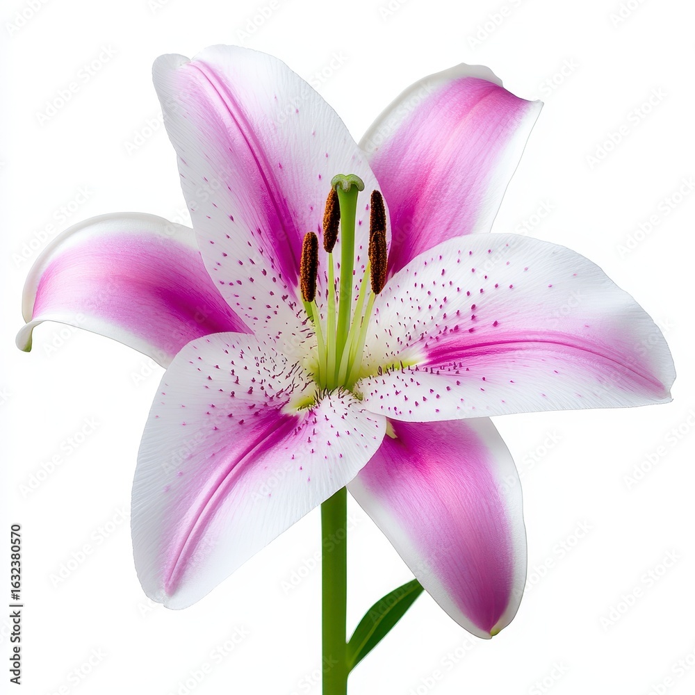 Naklejka premium Pink and White Lily Flower Close Up Photography