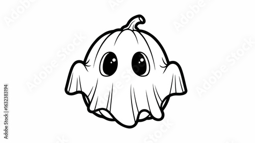 Cute Ghostly Pumpkin Character Halloween Illustration
