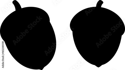 Acorn black silhouettes set, Set of acorns, acorn collections, Vector of acorn, acorn silhouette, acorn isolated on white background