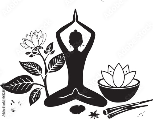silhouette of yoga woman