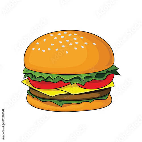 colorful cartoon burger illustration design. fast food symbol.
