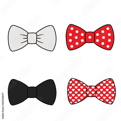 set of colorful bowties. elegance fashion decoration.