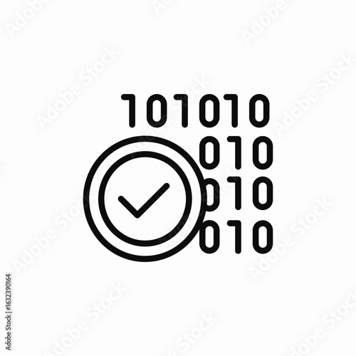 binary code checkmark icon sign vector