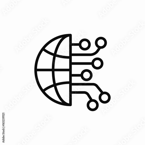 internet globe neurons icon sign vector