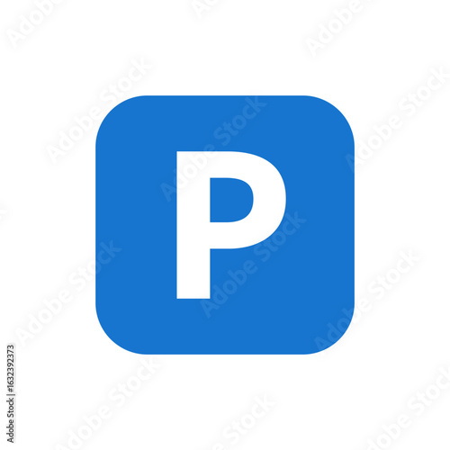 Parking vector icon with P symbol in blue