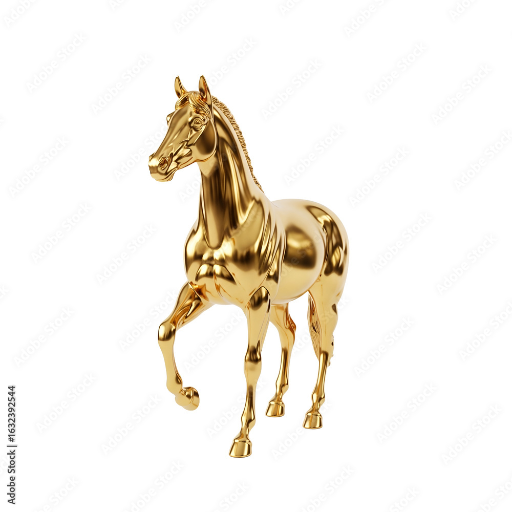 Fototapeta premium golden horse isolated on white background