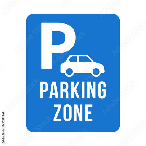 Parking vector icon with P symbol in blue