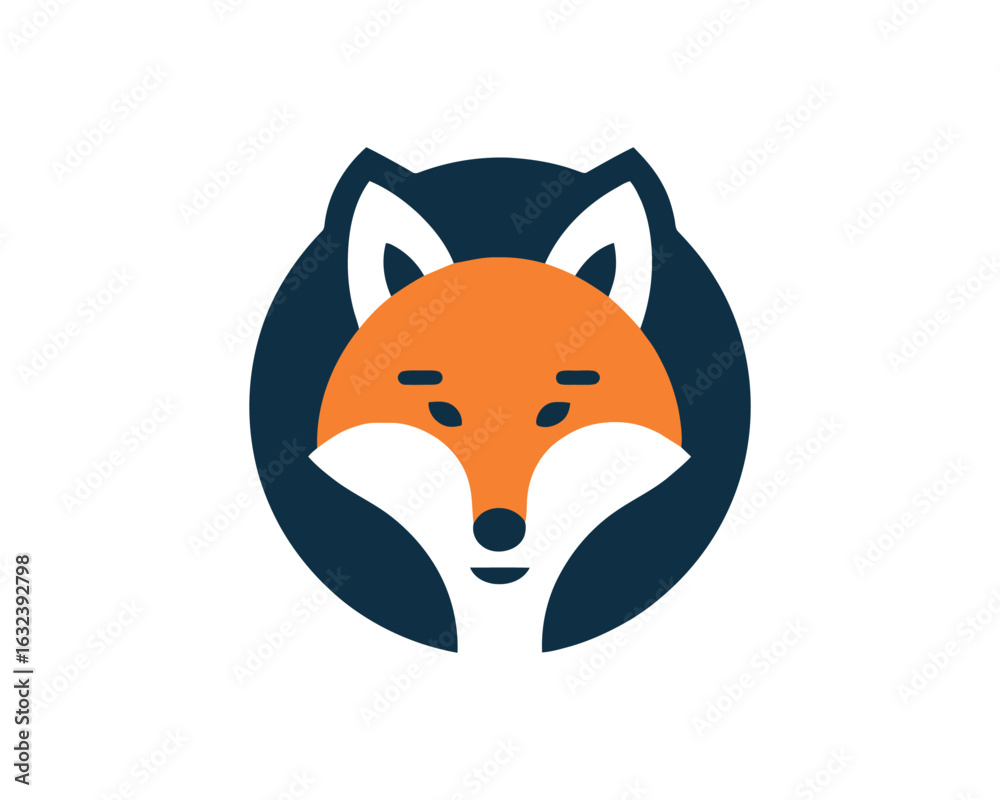 Obraz premium Modern Geometric Fox Head Logo Design in Bold