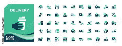 Delivery colorful simple icon set. Includes symbols for logistic, transport, shipment, distribution, shipping, courier, express and more. Filled icons pack. Shipment icon collection. Pixel Perfect.
