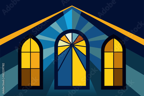 sun rays stained glass windows old church light
