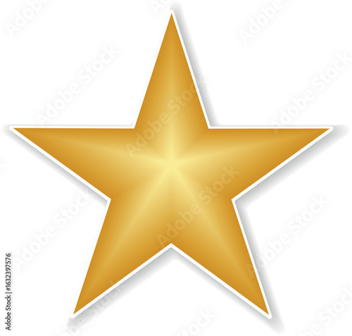 Gold star. Golden Christmas star isolated on white background. Nice illustration of a 3d look Gold star on white background. Star vector collection.