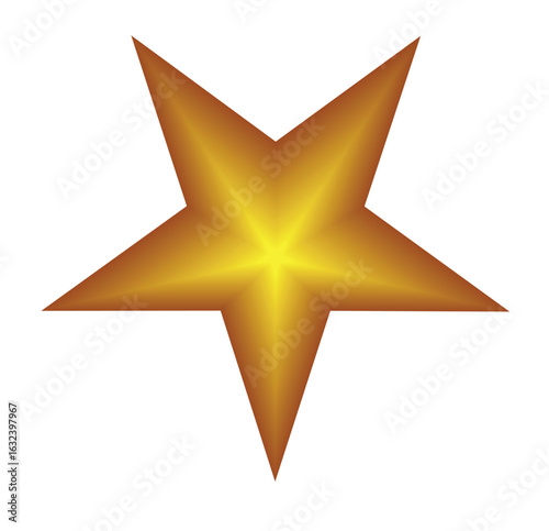 Gold star. Golden Christmas star isolated on white background. Nice illustration of a 3d look Gold star on white background. Star vector collection.