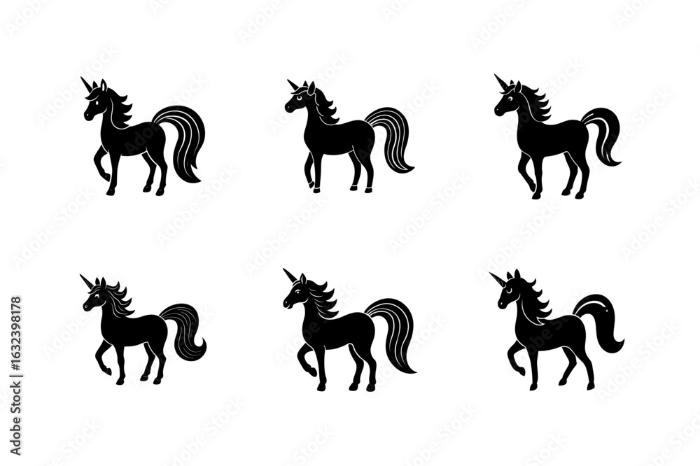 Fototapeta premium unicorn with a rainbow mane silhouette vector
