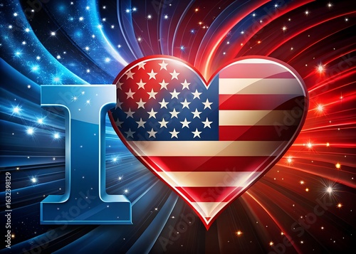 I love usa heart with american flag and patriotic background