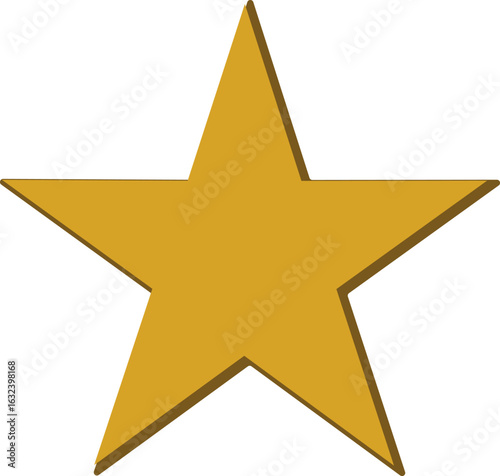 Gold star. Golden Christmas star isolated on white background. Nice illustration of a 3d look Gold star on white background. Star vector collection.