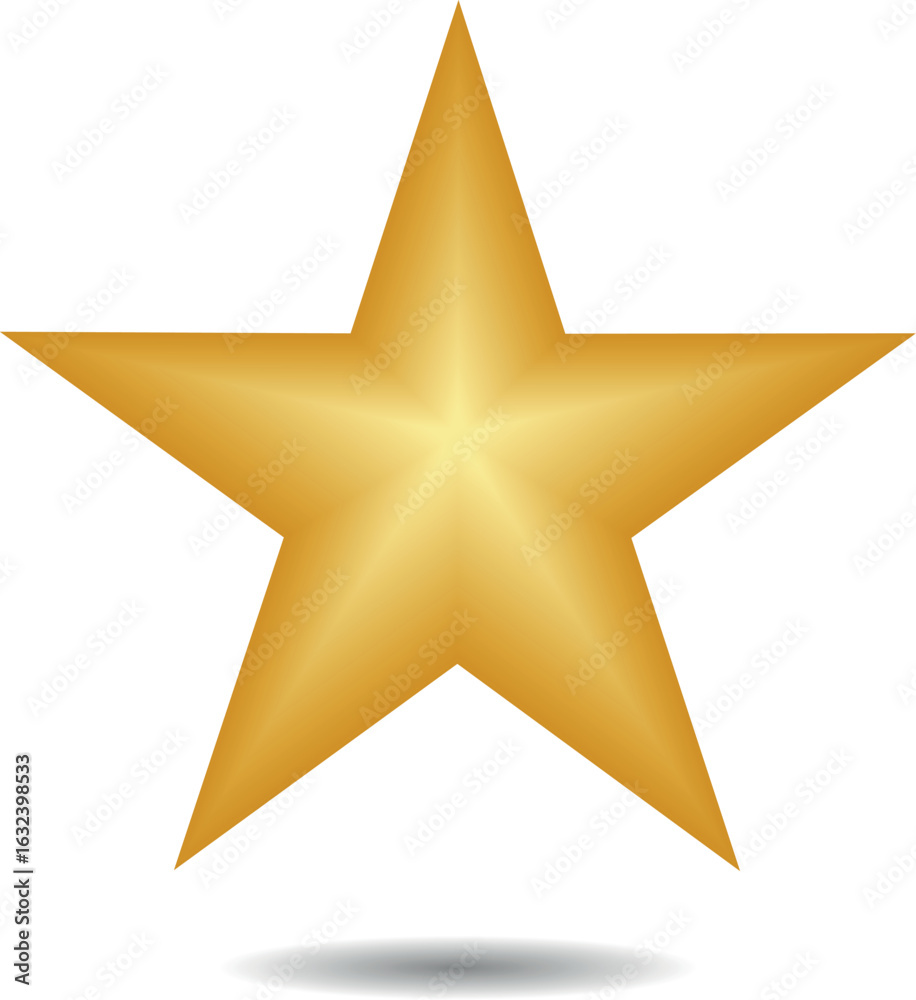 Obraz premium Gold star. Golden Christmas star isolated on white background. Nice illustration of a 3d look Gold star on white background. Star vector collection.
