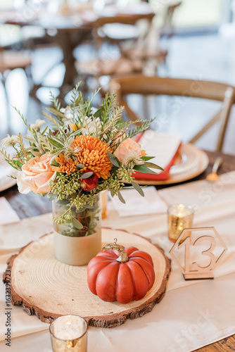 Fall wedding reception table decor.