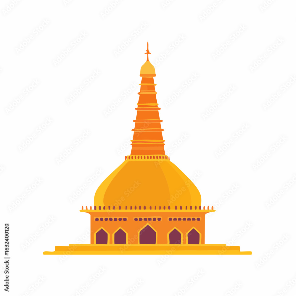 Naklejka premium Golden spiritual architecture illustration of a traditional temple building