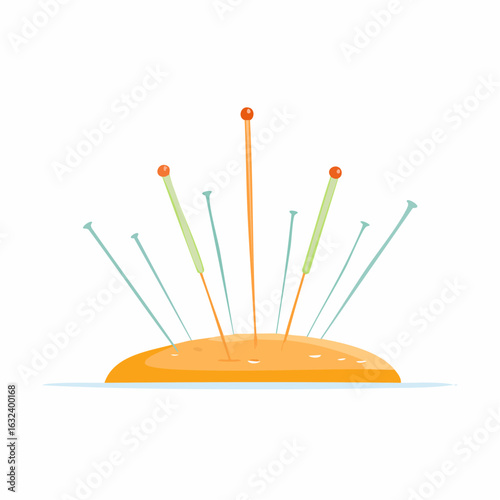 Acupuncture Pins on Pincushion in Vector Illustration Alternative Medicine Wellness
