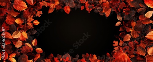 Autumn Leaves Frame: A Dark Background with Vibrant Fall Foliage
